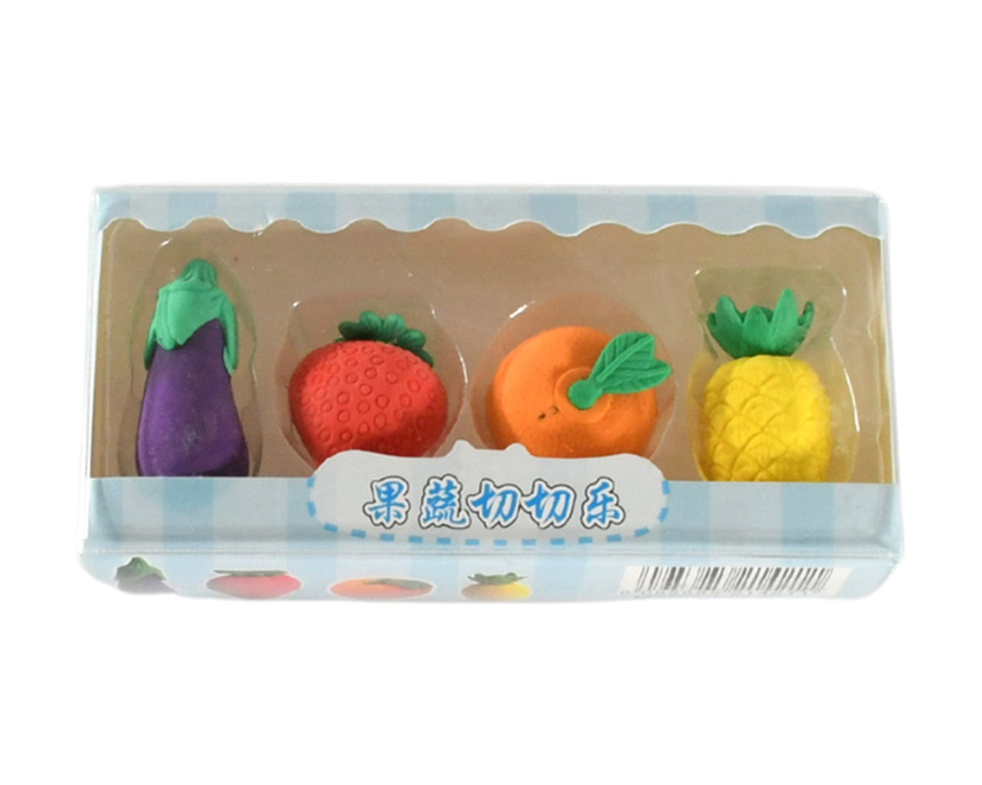 Mini Cute Vegetables and Fruits Erasers or Pencil Rubbers for Kids, 1 Set Fancy & Stylish Colorful Erasers for Children, Eraser Set for Return Gift, Birthday Party, School Prize, 3D Erasers  (4 pc Set)