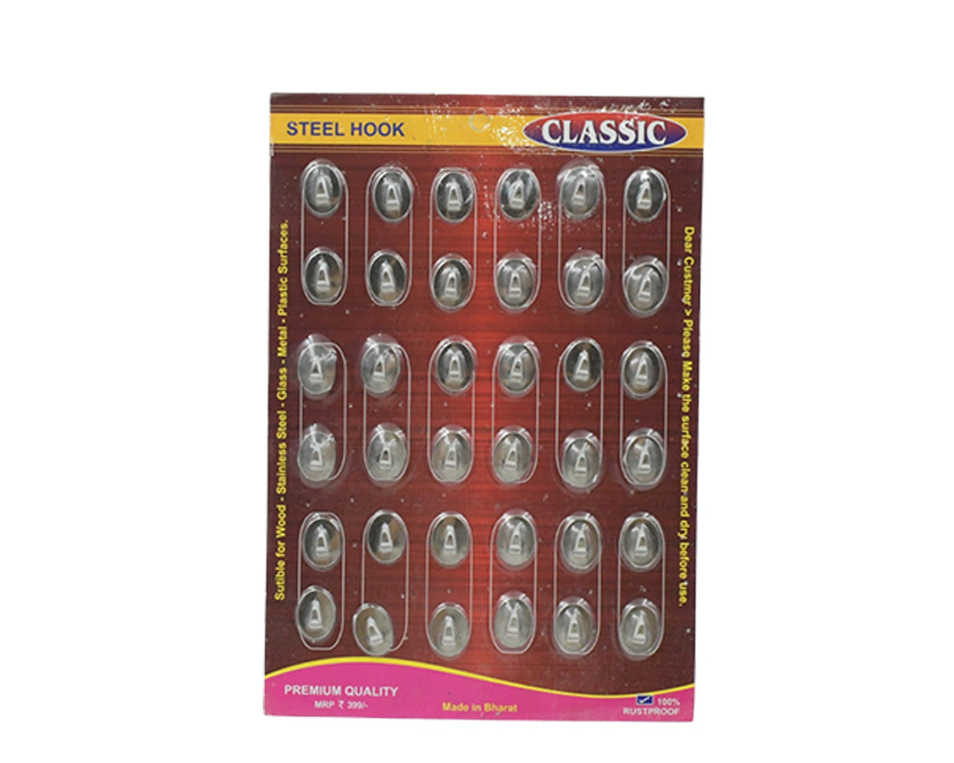 Multipurpose Small Stainless Steel Wall Hanging Hook 36 pc