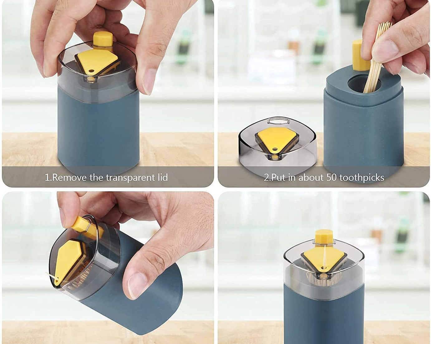 Toothpick Holder Dispenser, Pop-Up Automatic Toothpick Dispenser for Kitchen Restaurant Thickening Toothpicks Container Pocket Novelty, Safe Container Toothpick Storage Box.