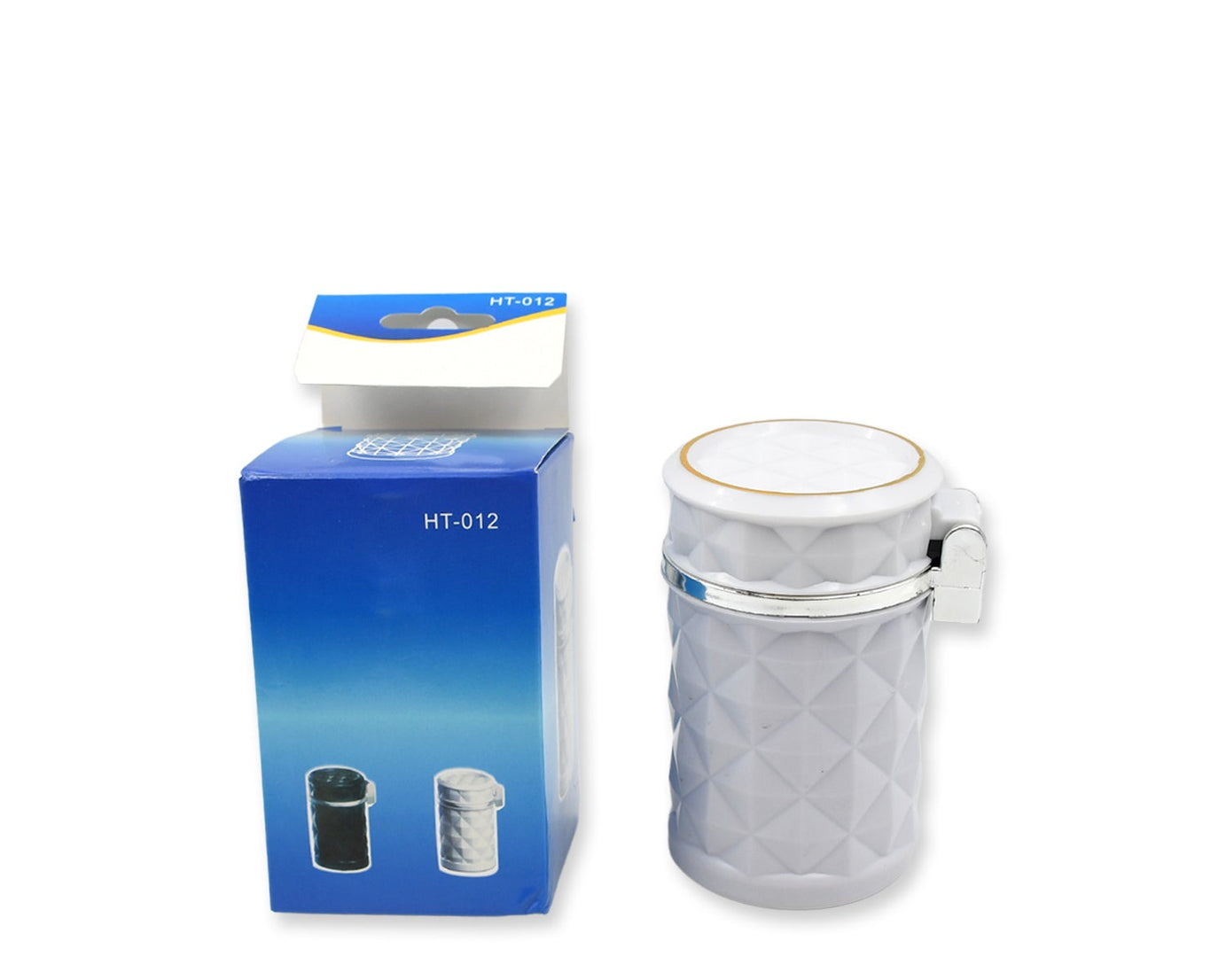 Car Cupholder Travel Ashtray with Lid and LED Light, Portable with Blue LED Light Ideal Decorative Cigar Ash Bucket, Cigarette Ashtray, Car Waste Bin