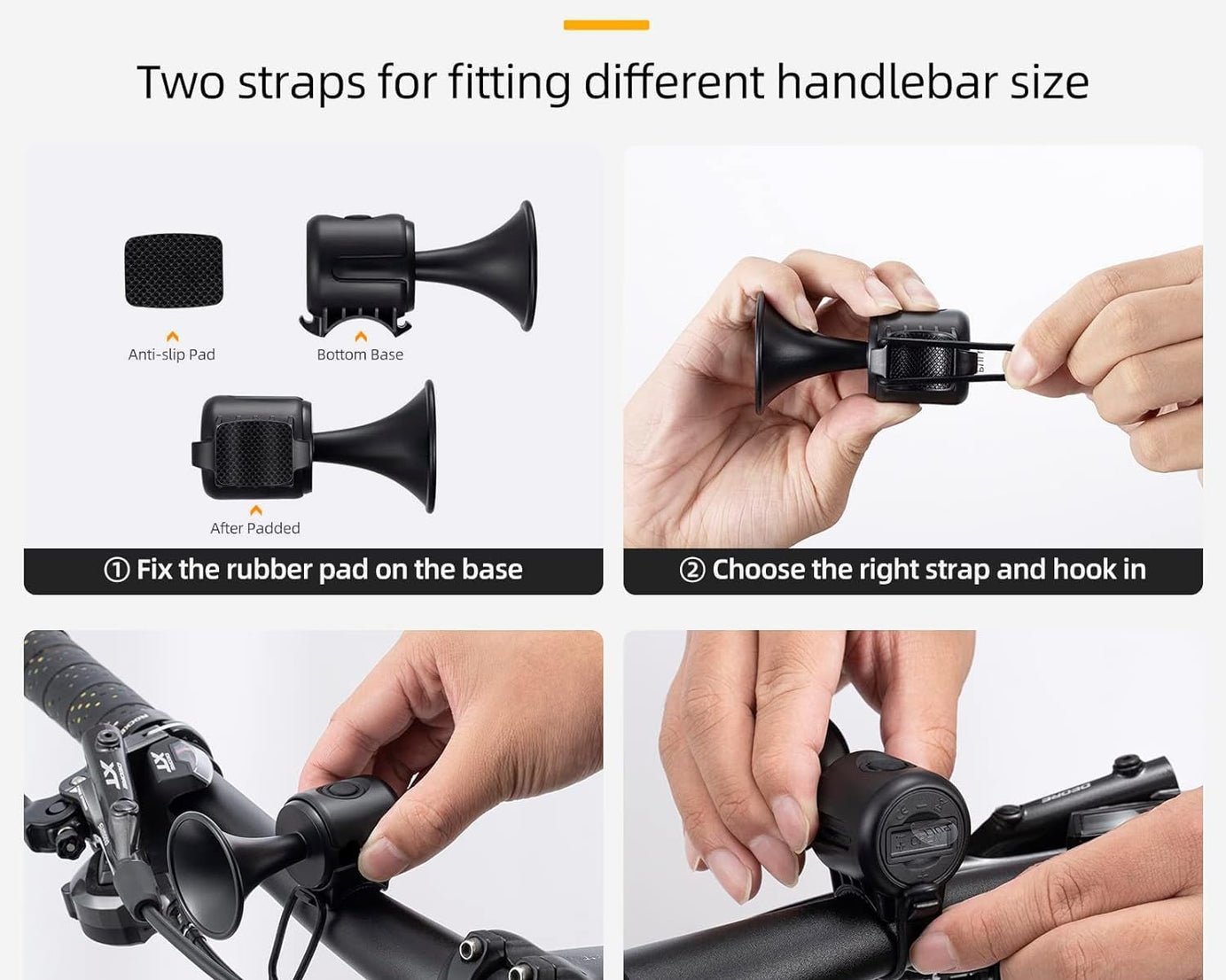 Bicycle Air Horn Loud - 120dB 1 Sound Mode Electronic Bicycle Bell,Super Electric Horn with Long Standby Button Battery Operated/IPX4 Waterproof Loud Bell for Adults