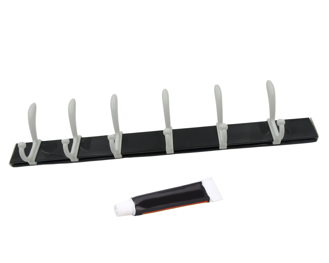 Cloth hanger, Wall Door Hooks Rail for Hanging Clothes for Hanging Hook Rack Rail, Extra Long Coat Hanger Wall Mount for Clothes, Jacket, Hats, 6 Hook With Eco-friendly Liquid Adhesive Glue