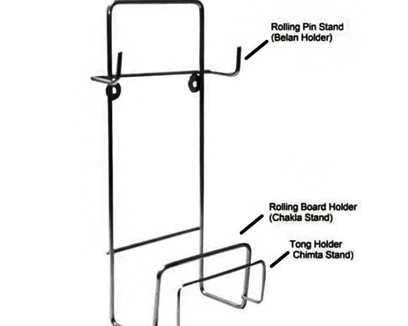 5552 Chakla Belan Chimta Stand Rolling Pin Board Tong Holder Silver Stainless Steel Multi-Purpose Rack for Kitchen (1 Pc )
