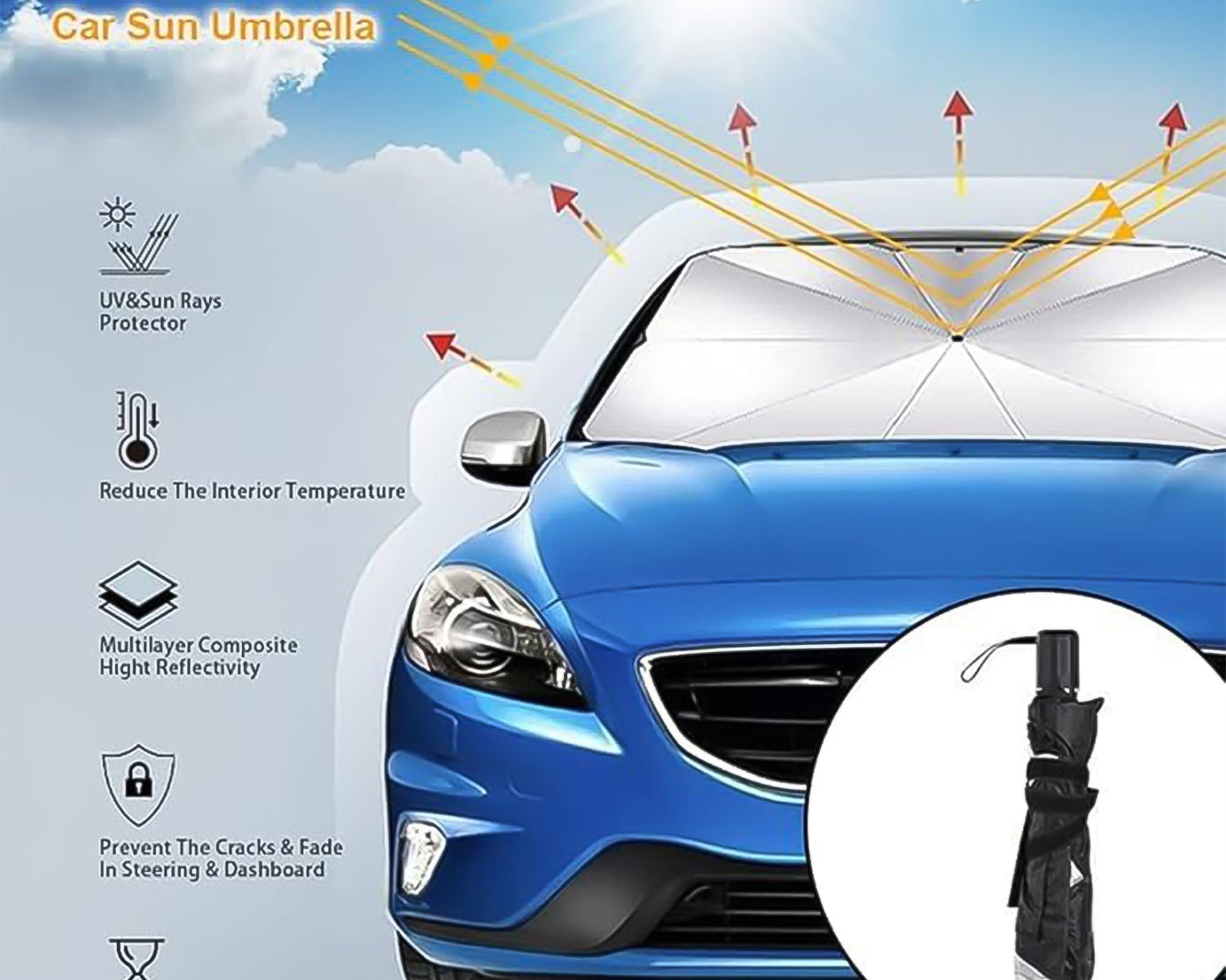 Windshield Umbrella Sun Shade Cover for Car (1 Pc)