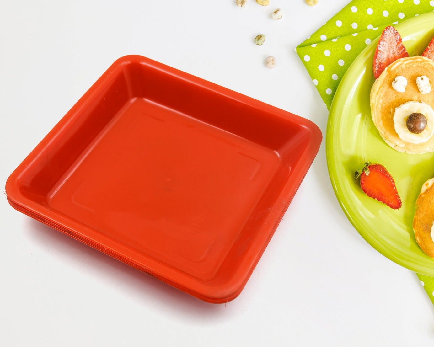 5563 Square Plastic Halwa Dinner Plate Snacks / Breakfast, Restaurant Serving Trays Home School Coffee Hotel Kitchen Office (3 Pcs Set)