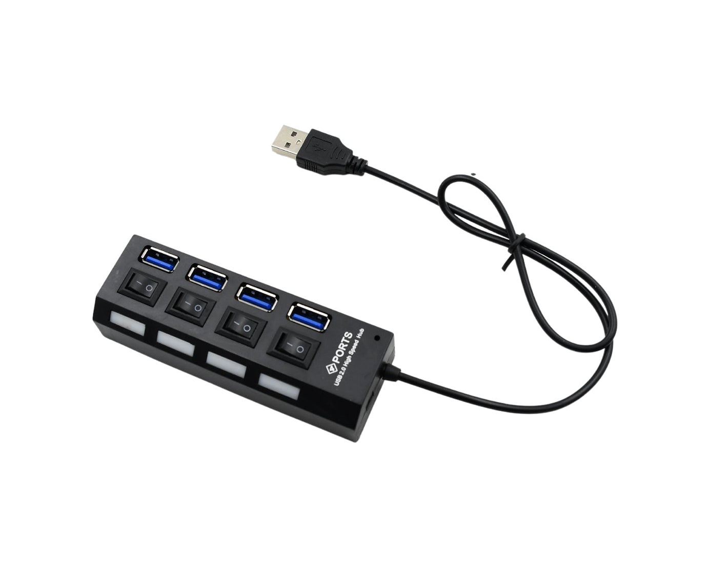 4 Port USB, HUB USB 2.0 HUB Splitter High Speed with On/Off Switch Multi LED Adapter Compatible with Tablet Laptop Computer Notebook
