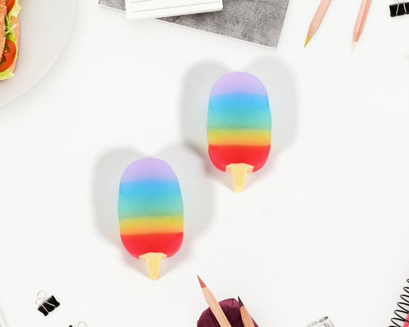 Jelly Popsicle Shape Fancy &amp; Stylish Erasers, Mini Eraser Creative Cute Novelty Eraser for Children Eraser Set for Return Gift, Birthday Party, School Prize (2 Pc Set| Mix Design)