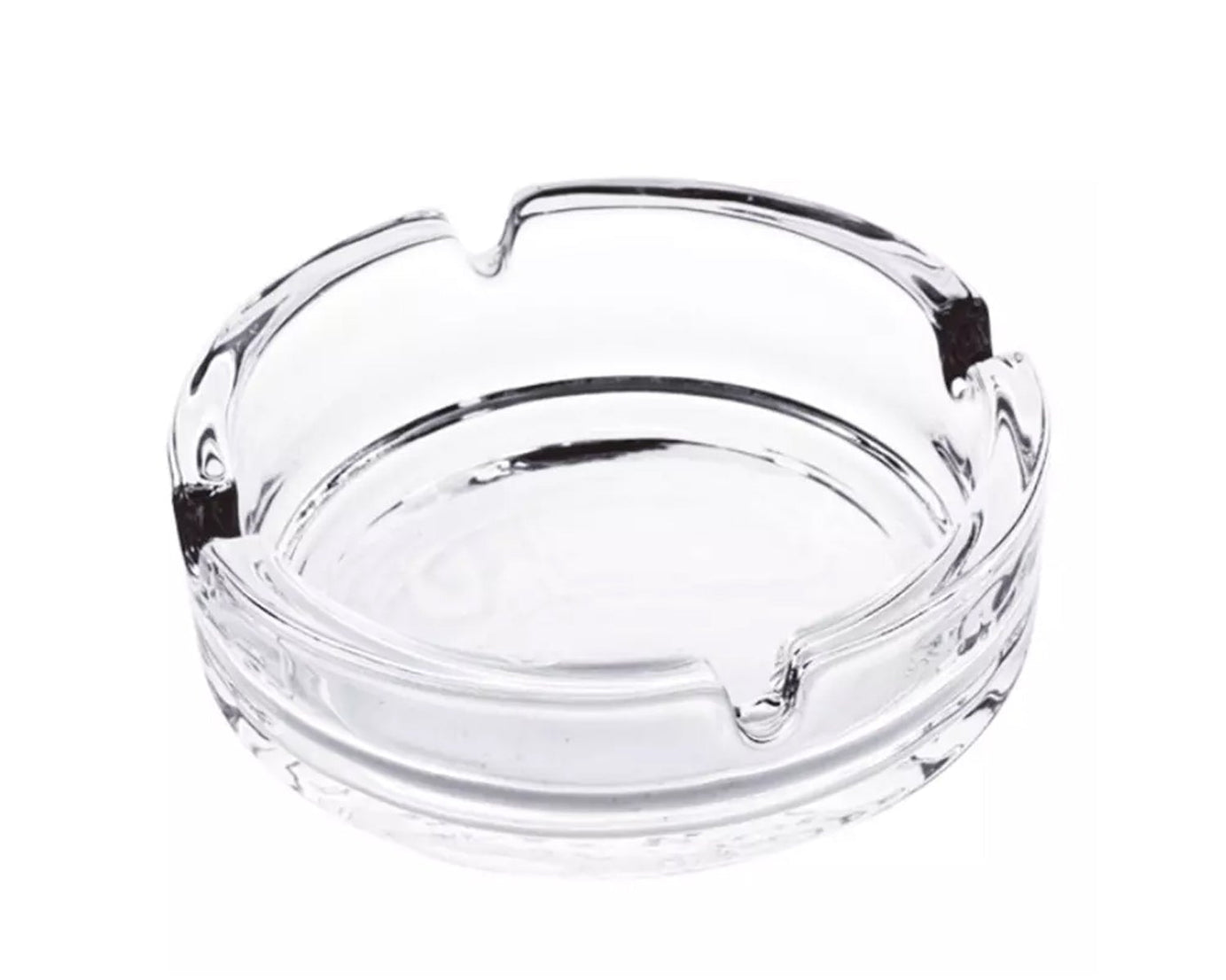 Crystal glass ashtray, perfect for home and office use.