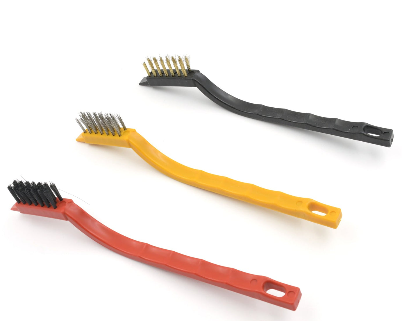 3pc Mini Wire Brush Set Brass Nylon Stainless Steel Bristles Household Cleaning Brush for Gas Stove, Smoke Machine Tool Burner Tiles Tap Rust Removal Welding Slag Dirt & Paint Scrubbing (3 Pcs Set)