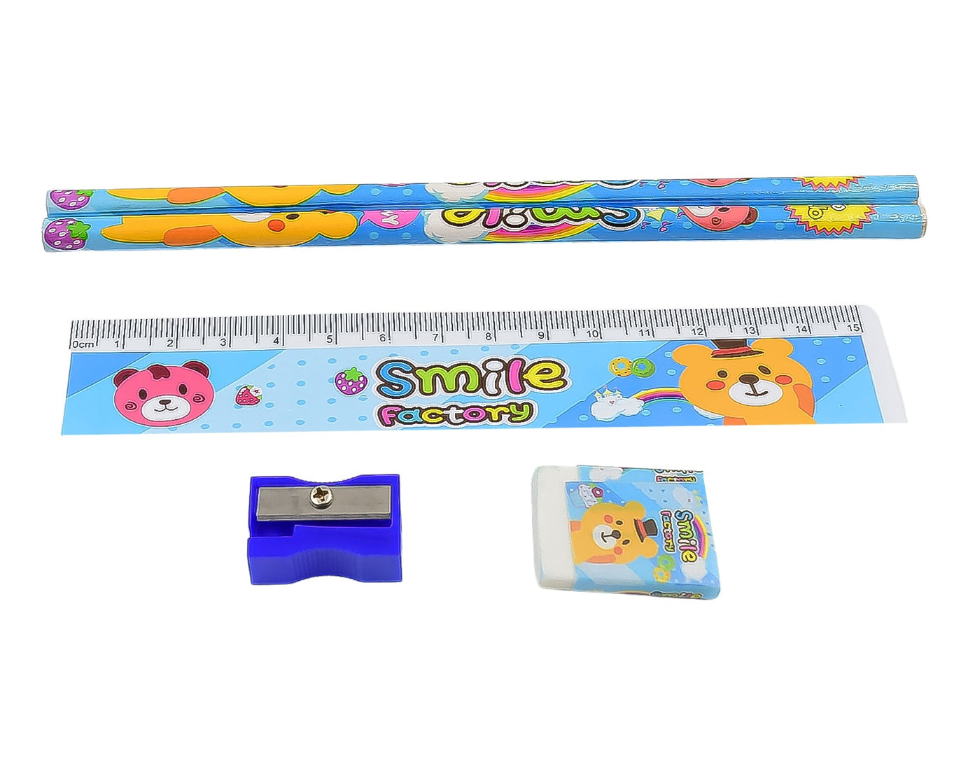 Cartoon Wooden Pencil Set for Kids Boys Return Gifts Birthday Party Space Stationary Set Pencil Eraser Sharpener Combo Kit for Kids Boys (Mix Color / 1 Set)