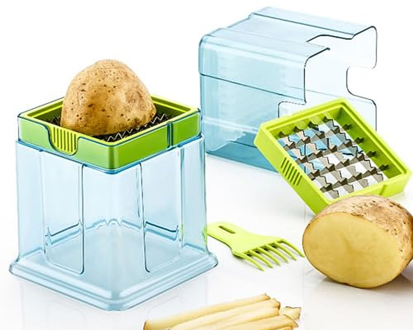 2 in 1 Potato Chipser / Slicer French Fries Maker Finger Chips | Plastic | Two Blades Finger Chips Cutter for Kitchen Accessory Vegetable Fruit Slicer (1 Pc) 