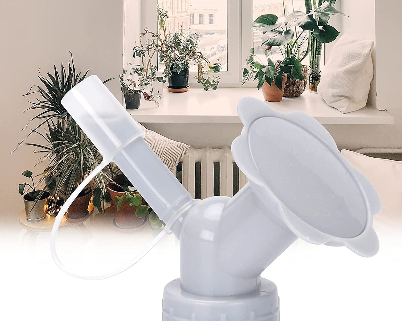 Bottle watering nozzle with 2 heads