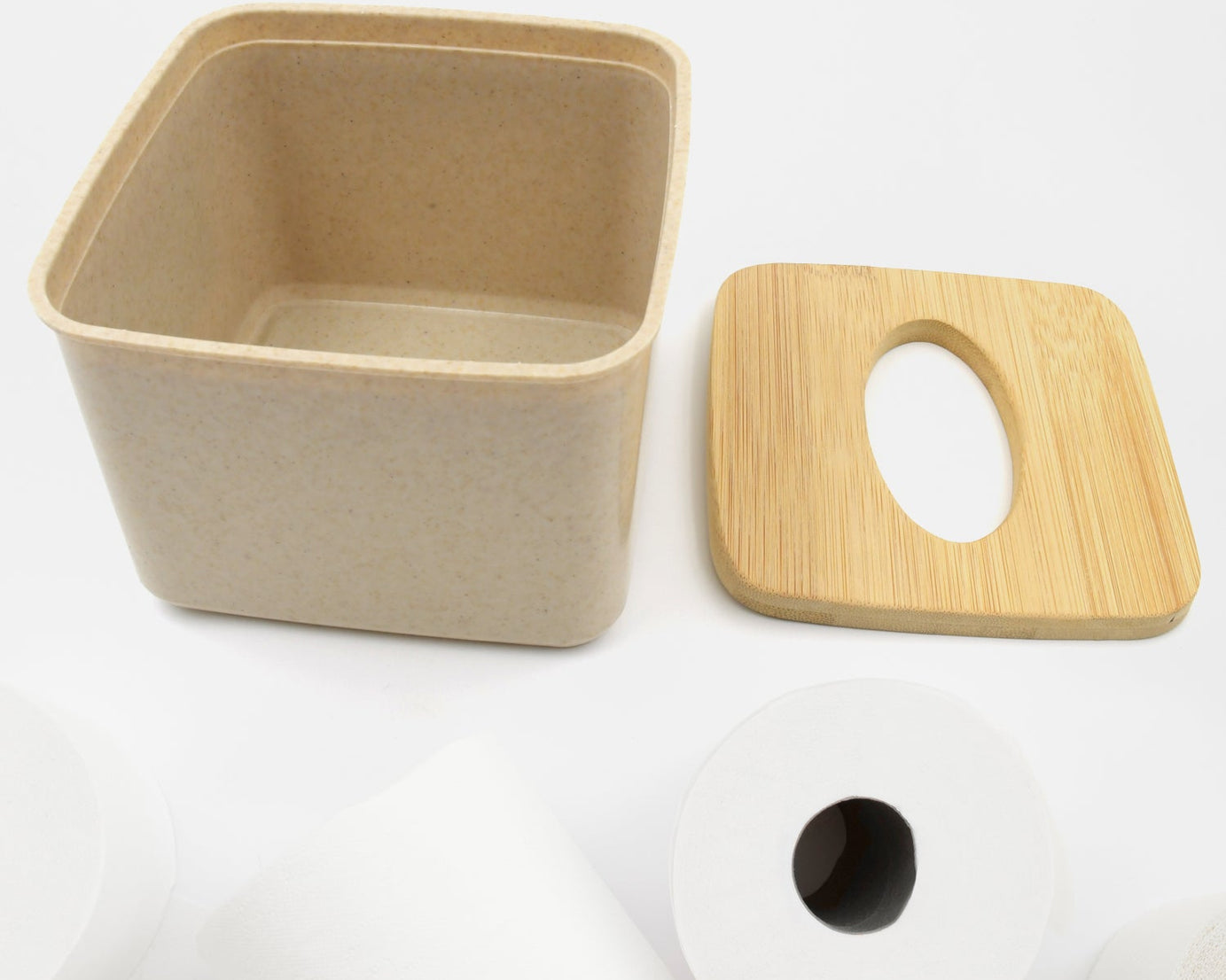 Tissue Box Desktop Stand Bamboo Tissue Cover Box Rectangular Paper Towel Holder Removable Tissue Dispenser for Bathroom Vanity Countertop Bedroom Car Holder Paper Towels Dispenser (1 Pc )