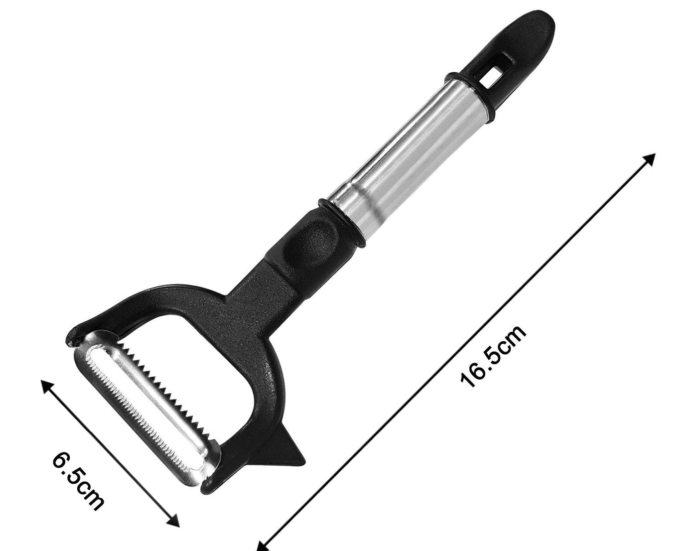 Peeler with handle and dual blades