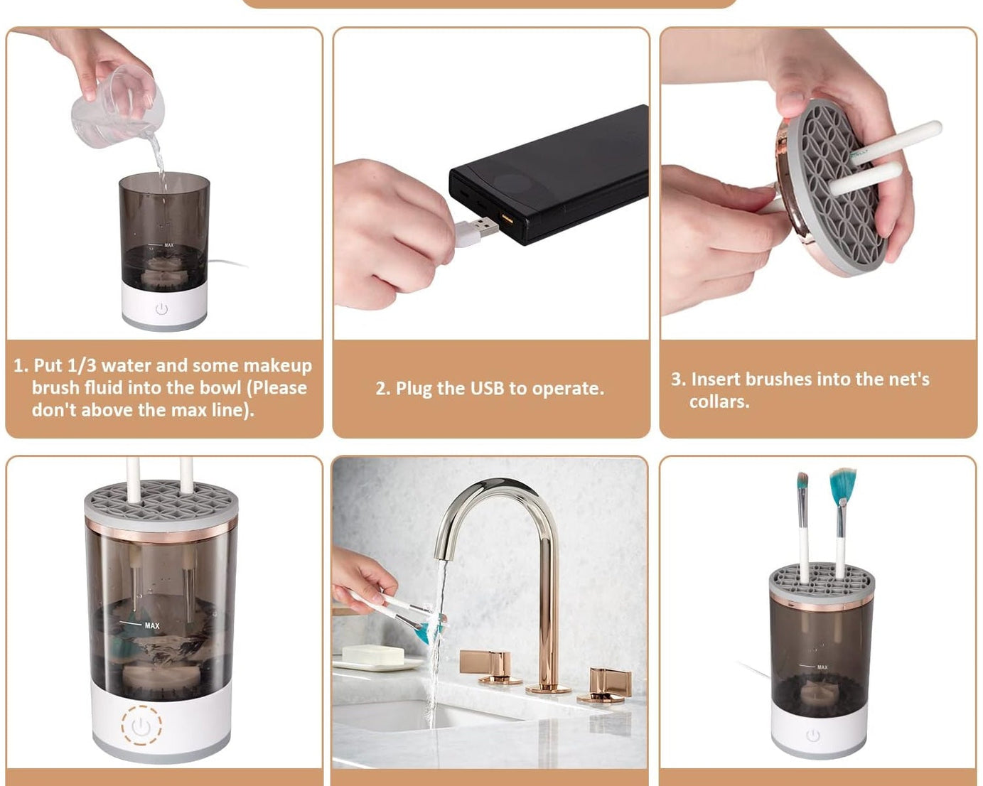 Automatic Makeup Brush Cleaner Fast Electric Brush Cleaner Hand Free Machine Super Clean Brush Washer & Brushes Organizer Tool (1 Pc)