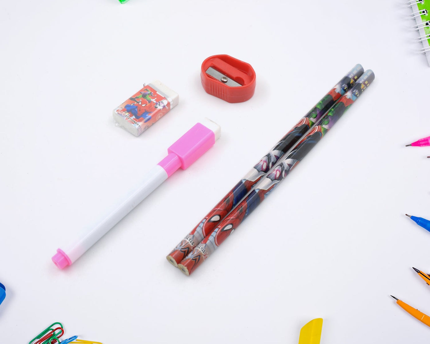 Big Cartoon Printed  Metal Compass Box, Pencil Case With Sharpner, Eraser, Pencil, Marker & Scale for Kids Stationery Compass Box, Stationery Gift for School Kids Compass, Pencil Box, Birthday Return Gift for Kids  (6 Pc Set)