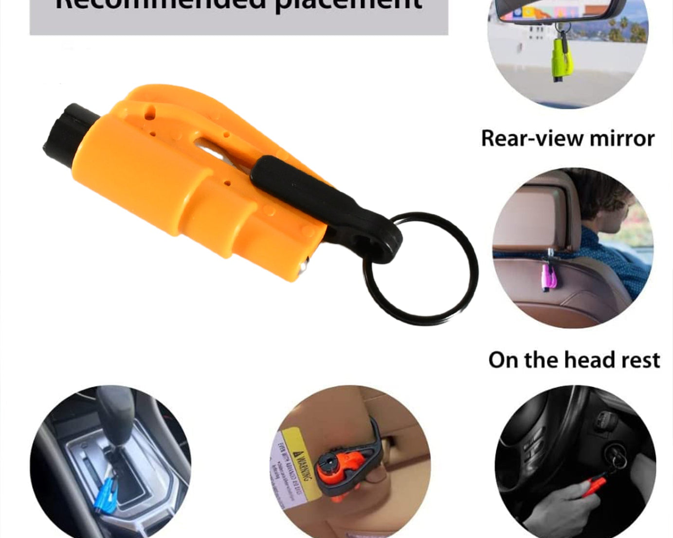 2 in 1 Emergency Safety Cutter with Key Chain, Small Portable Handy Emergency Safely Glass Breaking & Seat Belt Cutting Keychain Tool