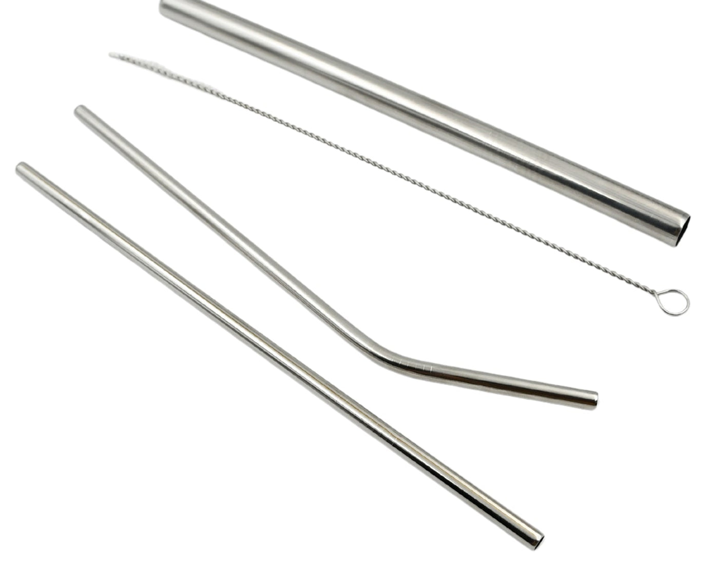 0600 Reusable Stainless Steel Straws with Travel Case Cleaning Brush Eco Friendly Extra Long Metal Straws Drinking Set of 4 (2 Straight straws, 1 Bent straws, 1 Brush)