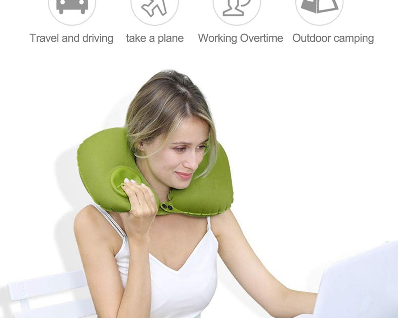 Inflatable & Foldable, Pillow U Shape Air Cushion Travel Pillow, Travel Business Trip Neck Pillow for Long Trips, Ideal for Men & Women Portable, and Perfect for Backpacking, Car Camping, and Even Airplane Travel