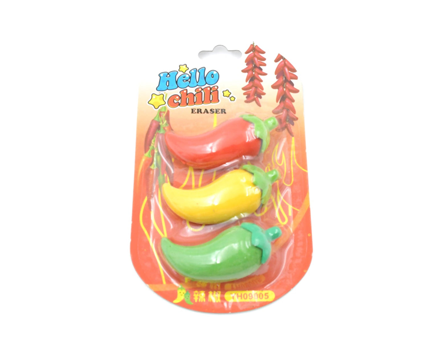 3D Fancy & Stylish Colorful Chili Shape Erasers, Mini Eraser Creative Cute Novelty Eraser for Children Eraser Set for Return Gift, Birthday Party, School Prize, (3 pc Set)