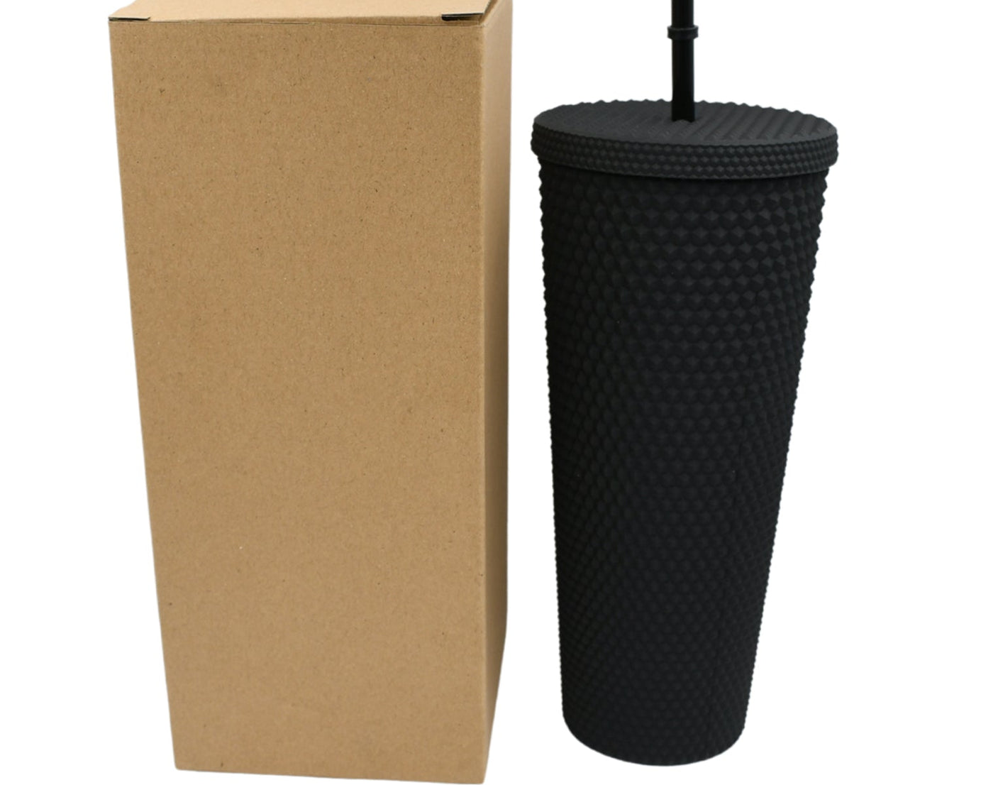 0304 Cup with Straw Reusable Matte Studded Tumbler with Leak Proof Lid Water Cup Travel Mug Coffee Ice Water Bottle Double Walled Insulated Tumbler BPA Free (1 Pc / Mix Color)