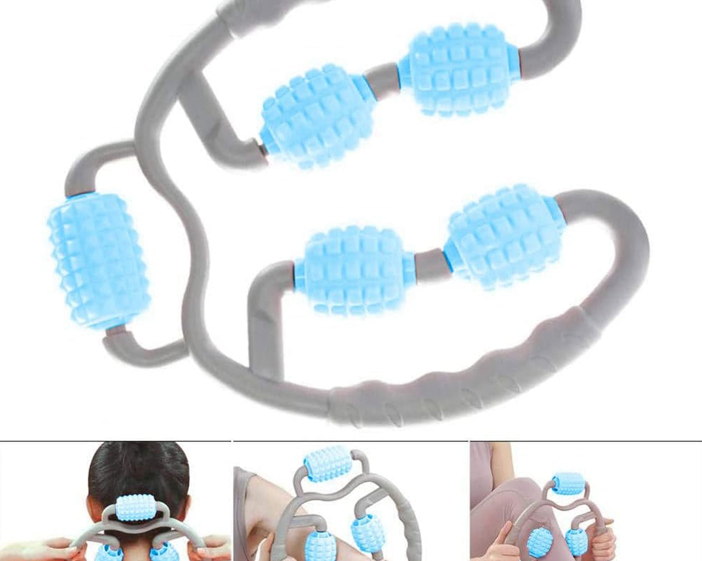 0265 Muscle Massage Roller, 5 Wheels Relieve Soreness Leg Muscle Roller Fitness Roller Muscle Relaxer Massage Roller Ring Clip All Round Massaging Uniform Force Elastic PP Drop Shaped for Home Use (1 Pc)