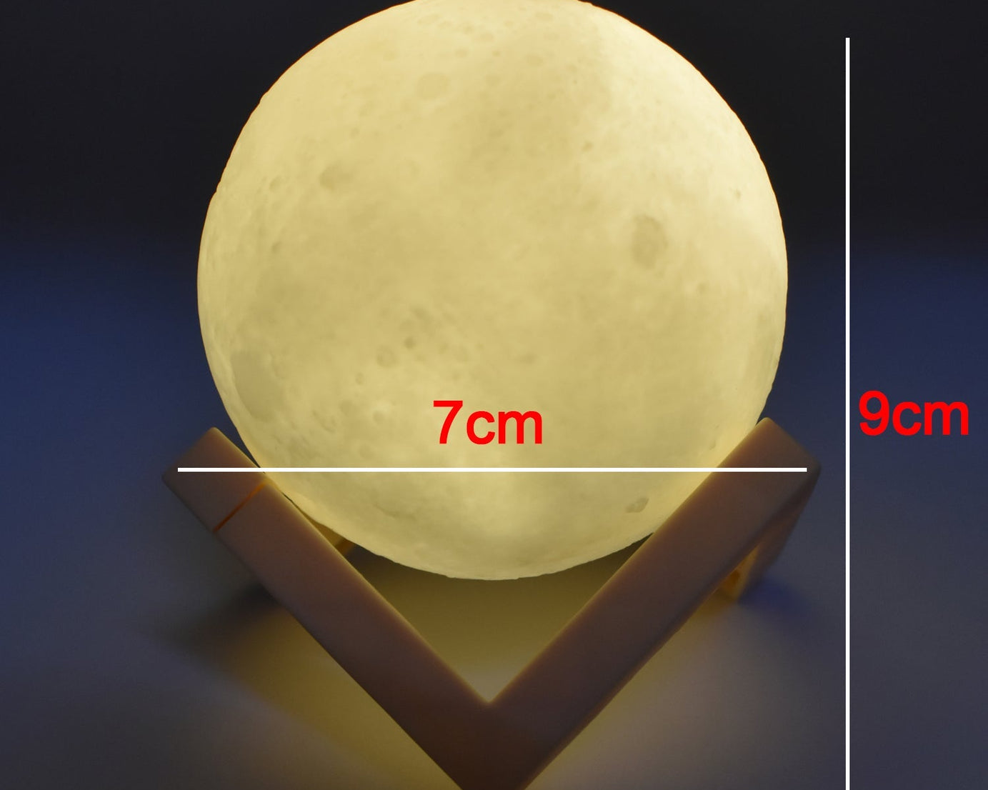Realistic 3D moon lamp with touch-sensitive brightness control