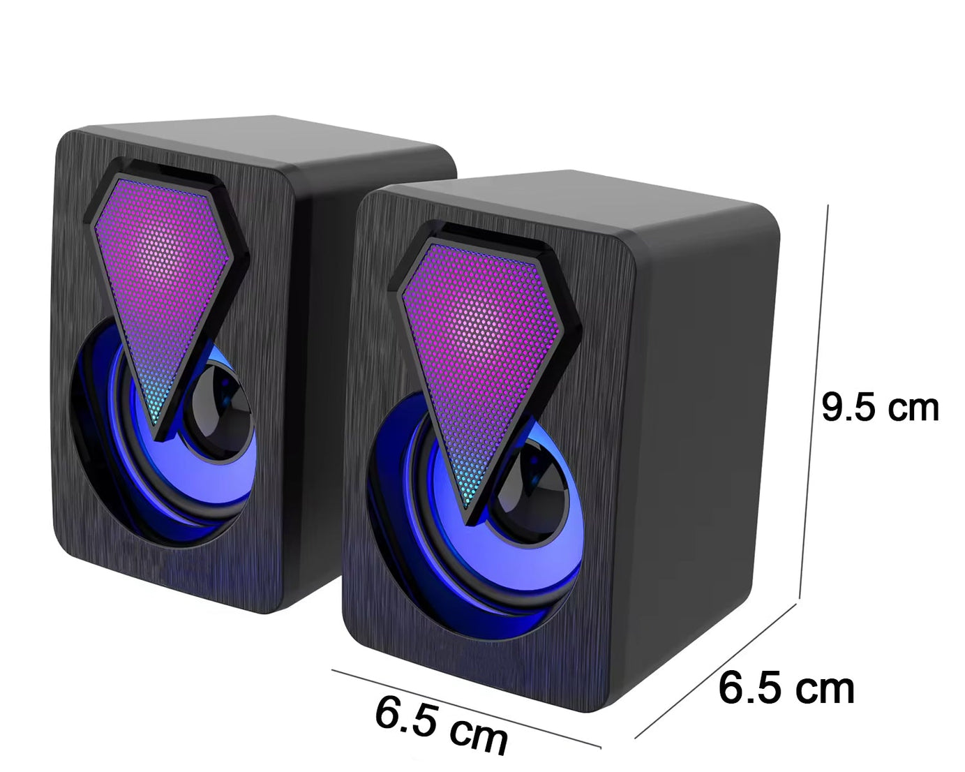 RGB Desktop Speakers, Plug, and Play USB Powered Speaker (2 Pc Set)