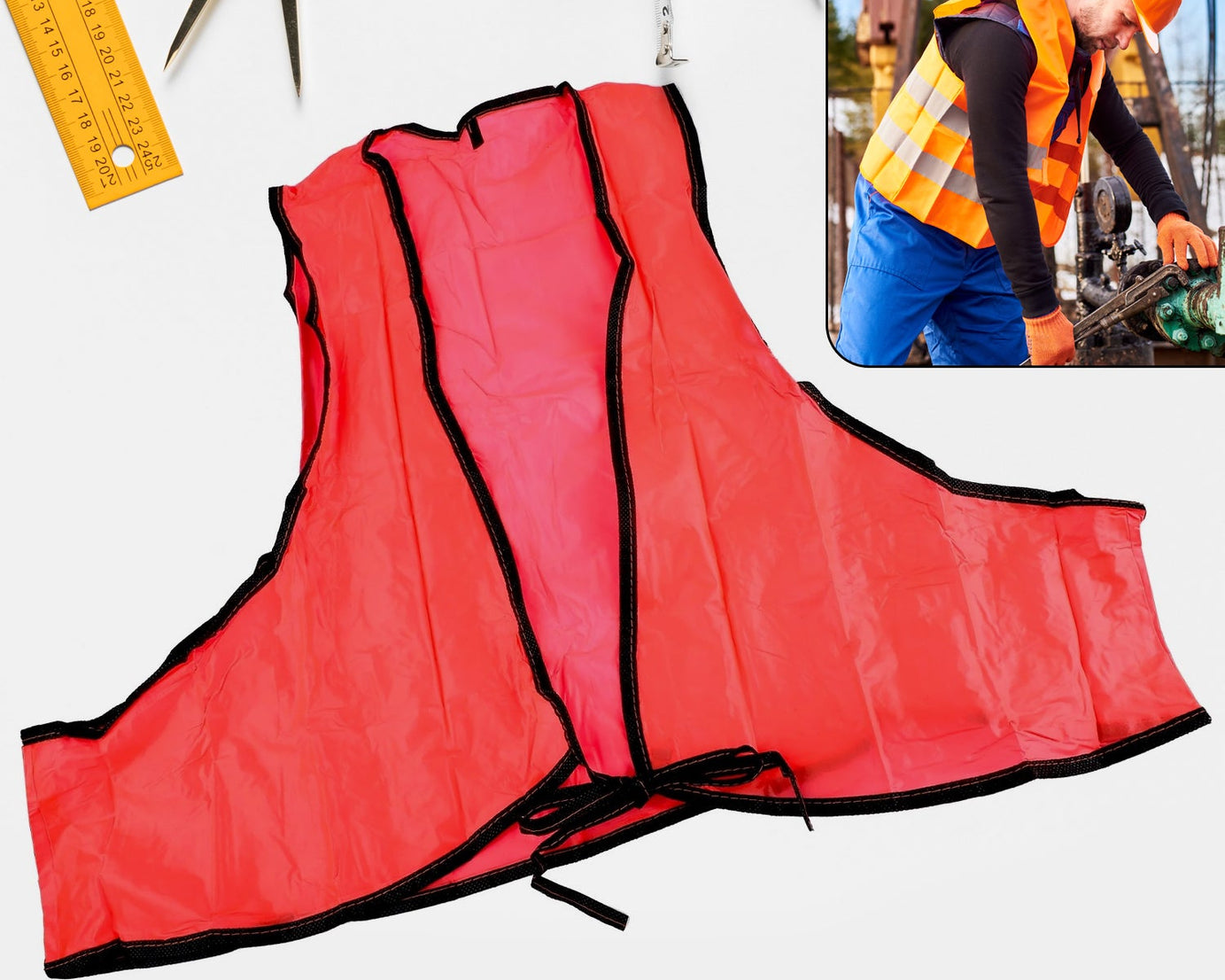 7453 Economy Safety Vest, Soft Vinyl with Tie Closure for Identifying Staff and Volunteers Adult PVC Safety Vest High Visibility for Outdoor Operator
