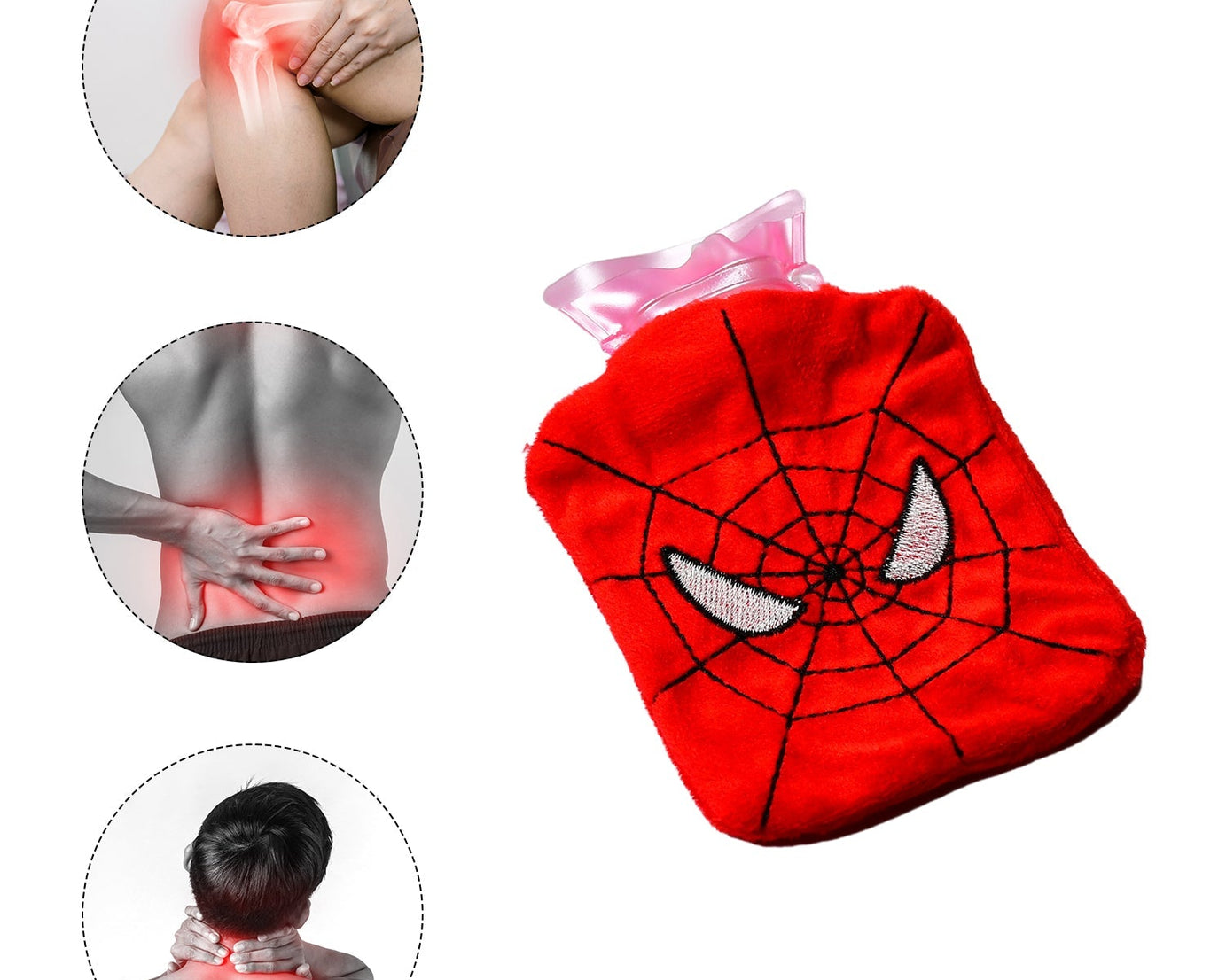 Spiderman hot water bag designed for menstrual cramps and warming