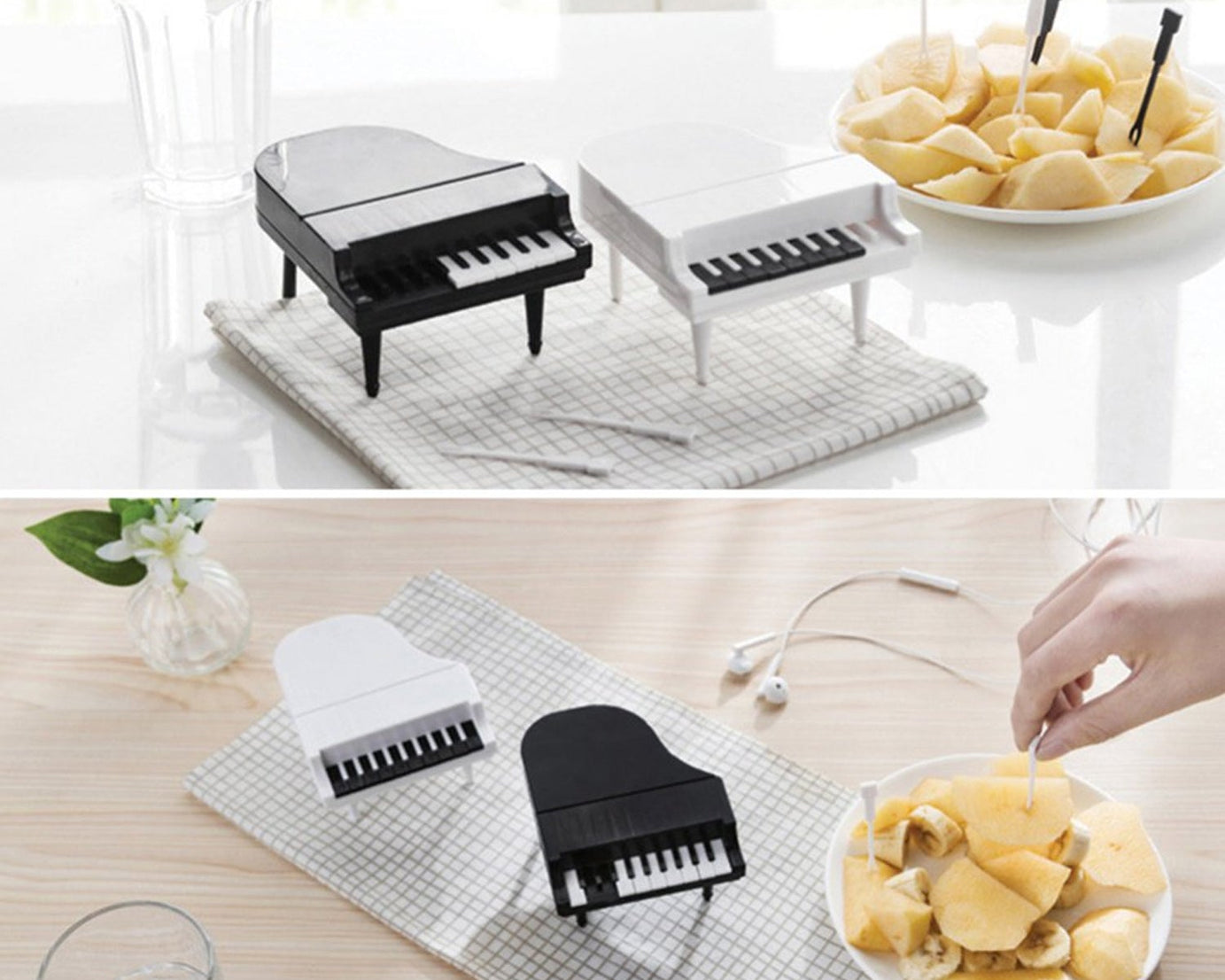 5538 10Pcs/Lot Creative Piano Fruit Forks Set Food Sticks for Dessert Fruit Snack Picking Kitchen Dining Tools (10 Pc Set)