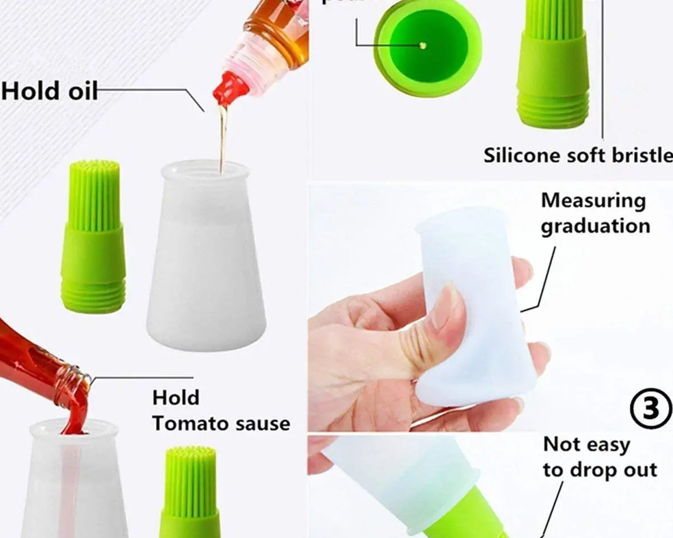 Cooking oil bottle with attached brush