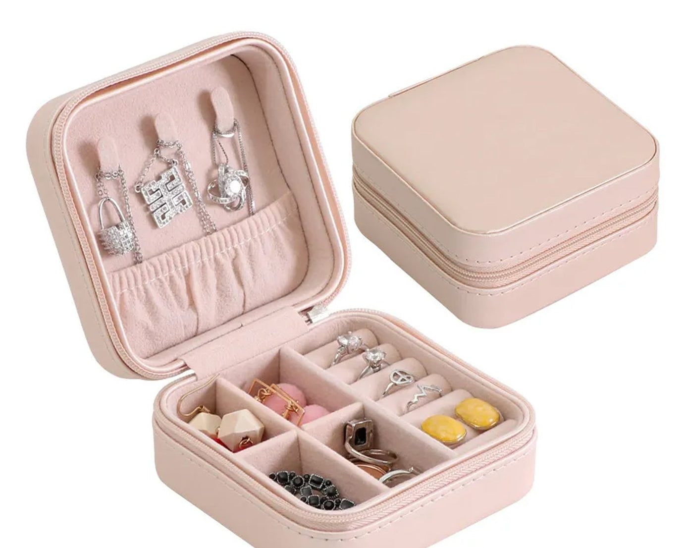 Jewellery Box for Women, Mini Portable Jewelry Box Organiser,PU Leather Jewlerrying Display Holder, Small Travel Jewellery Box for Girls, Women, Mother, Daughte, Travel Ring, Pendant, Earring, Necklace Storage Case
