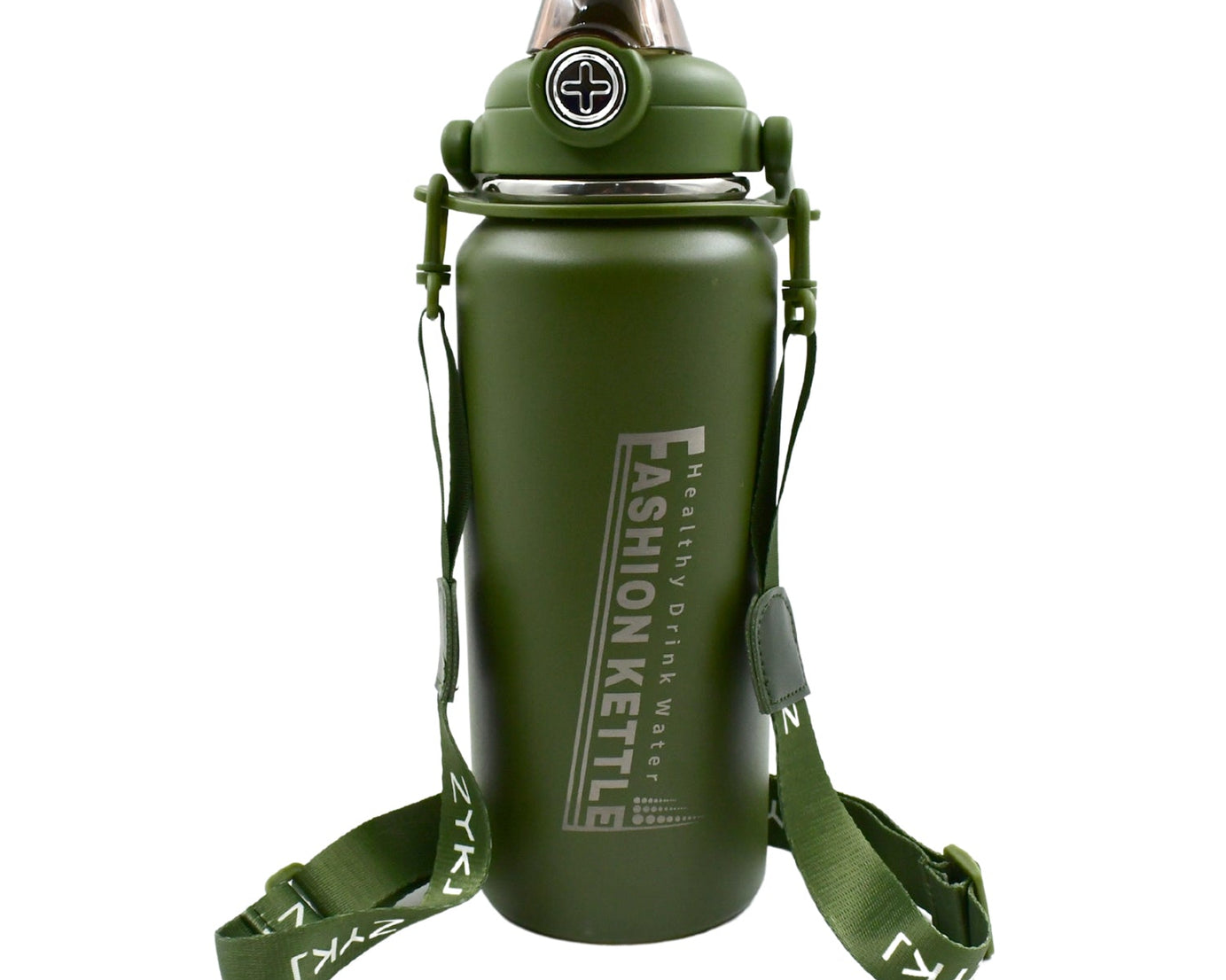 Stainless Steel Water Bottle with Straw, Strap & Handle  Vacuum Insulated Thermos Flask Double-Walled Coffee Thermos Flask Leak-proof Water Bottle for Sports, Fitness, Gym (1500ML)