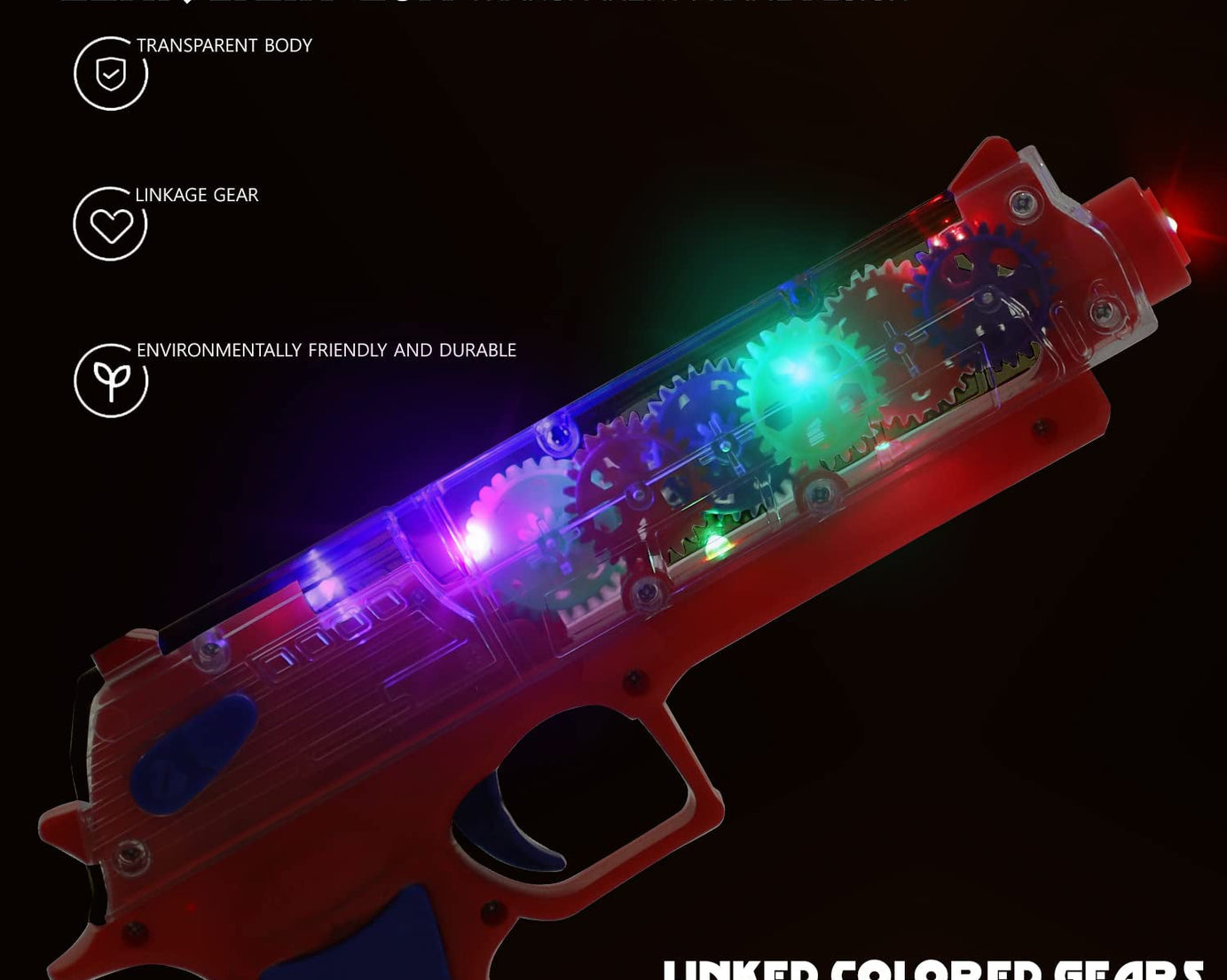 Plastic Gear Simulation Toy Gun for Kids, Pretend Play Gun Toys with 3D Flashing Lights and Exciting Music, Electric Laser Toy Guns with Rotating Gear Mechanism, Toy for Birthday Gift for Kids 3+ Years (Pack of 1)