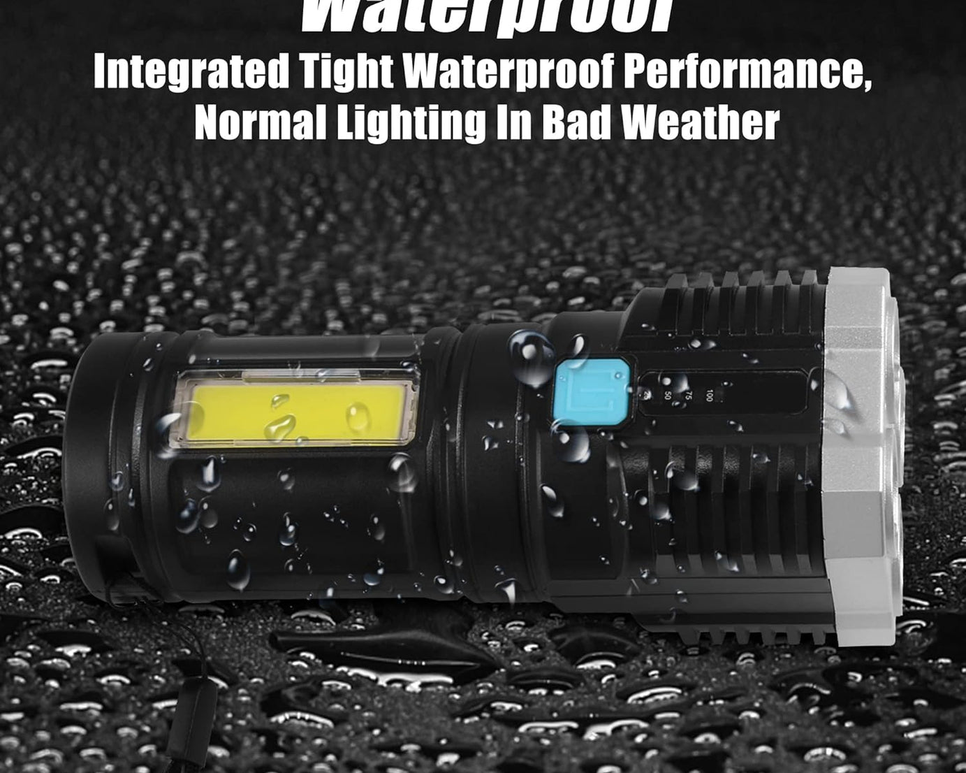 Multifunctional Strong 4 LED Torch Light, Portable Rechargeable Flashlight Long Distance Beam Range 800 Lumens COB Light 4 Mode Emergency for Hiking, Walking, Camping (4 LED Torch)