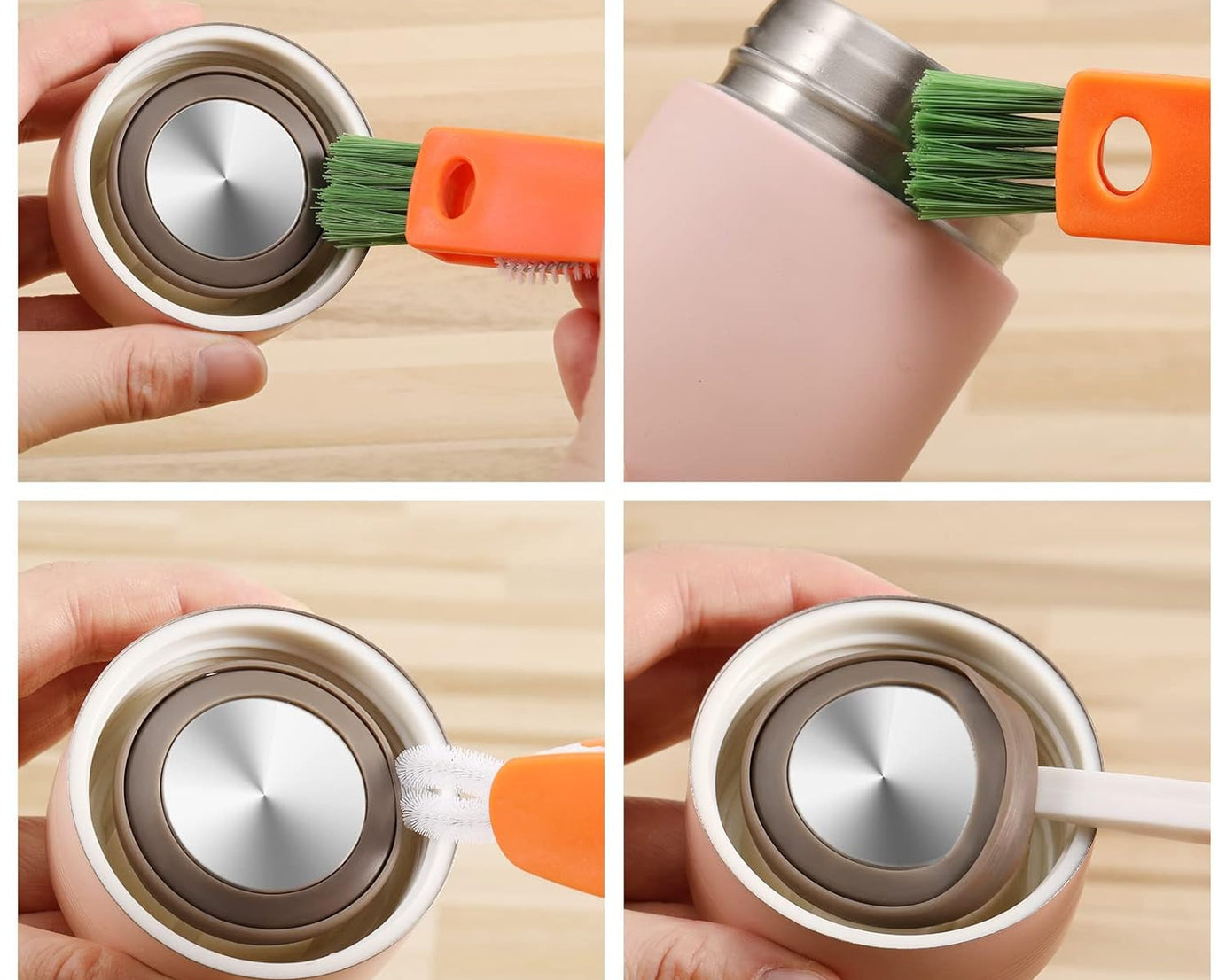3 in 1 Multifunctional Cleaning Brush Mini Glass Cover Cleaning Brush Bottle Cleaning Brush Set Cup Cleaner Brush Bottle Cap Detail Brush for Bottle Cup Cover Lid Home Kitchen Washing Tool (1 Pc)