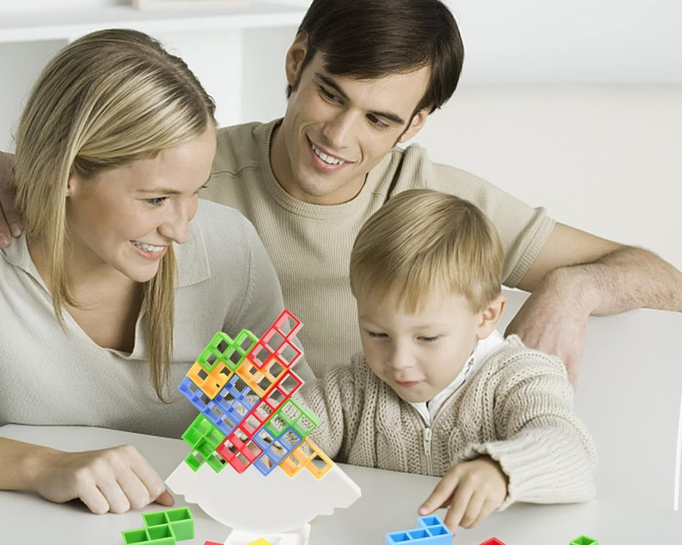 3D Tower Game, Tower Balance Game, Tower Stacking Game Adult Kid Tower Stacking Blocks Balance Game Blocks Building Toys for Kids Age 3+ Years (16 Pcs Set)