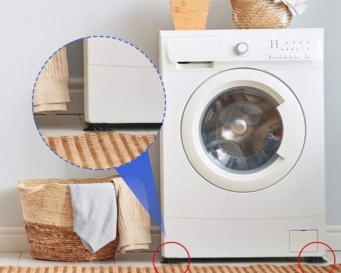 Stack of 4 Pc Furniture Vibration Pads demonstrating easy-to-store design