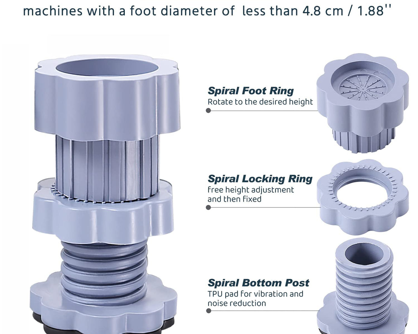Washing machine support, anti vibration washing machine support adjustable washer anti vibrasion pads, washer & dryer pedestals, Washing Machine Accessory Anti- Skid Pad PVC Lifting Pad Non-Slip ( 4 Pc Set | 1Pc )