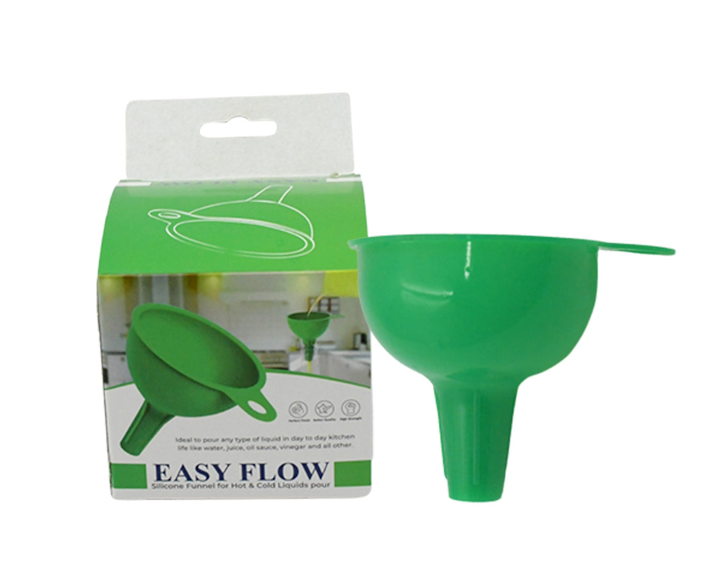 Silicone Funnel For Pouring Oil, Sauce, Water, Juice And Small Food-Grains (1 Pc Green)