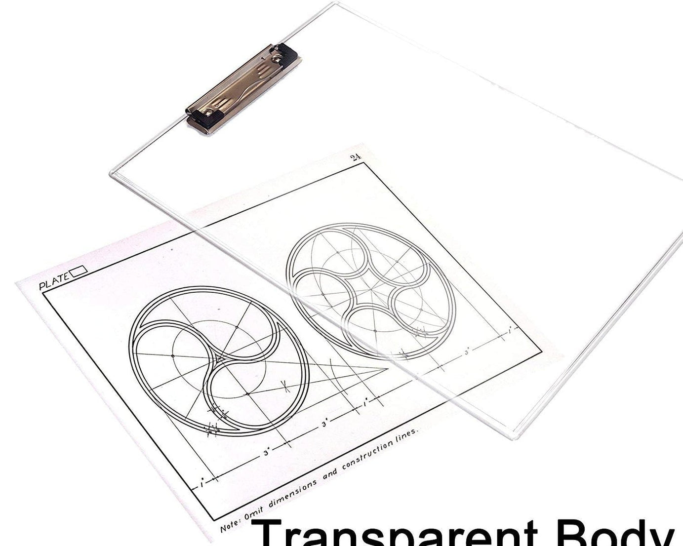 Exam pad with measuring side, transparent and flexible