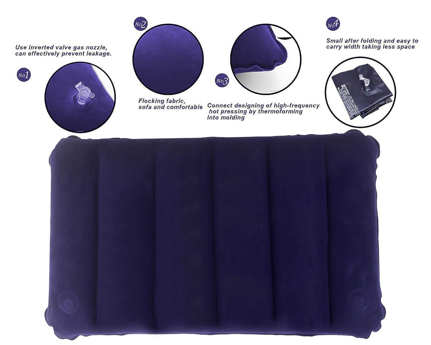 Velvet Air Inflatable Travel Pillow (Blue)