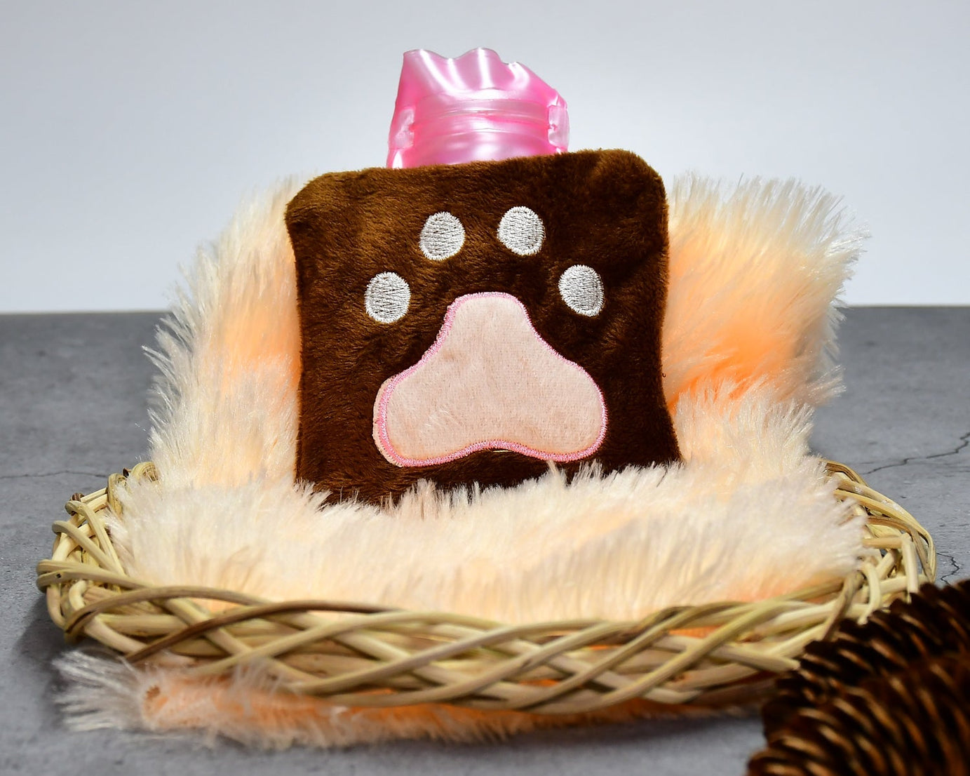 Paw Print Small Hot Water Bag with Cover for Pain Relief