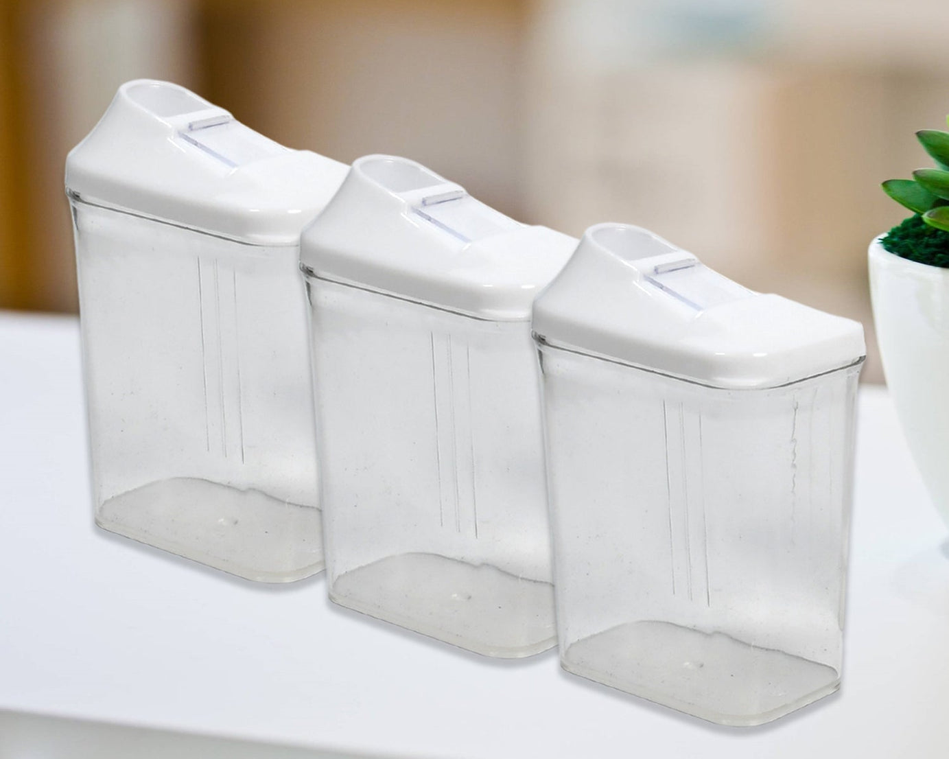 Set of 3 transparent storage jars