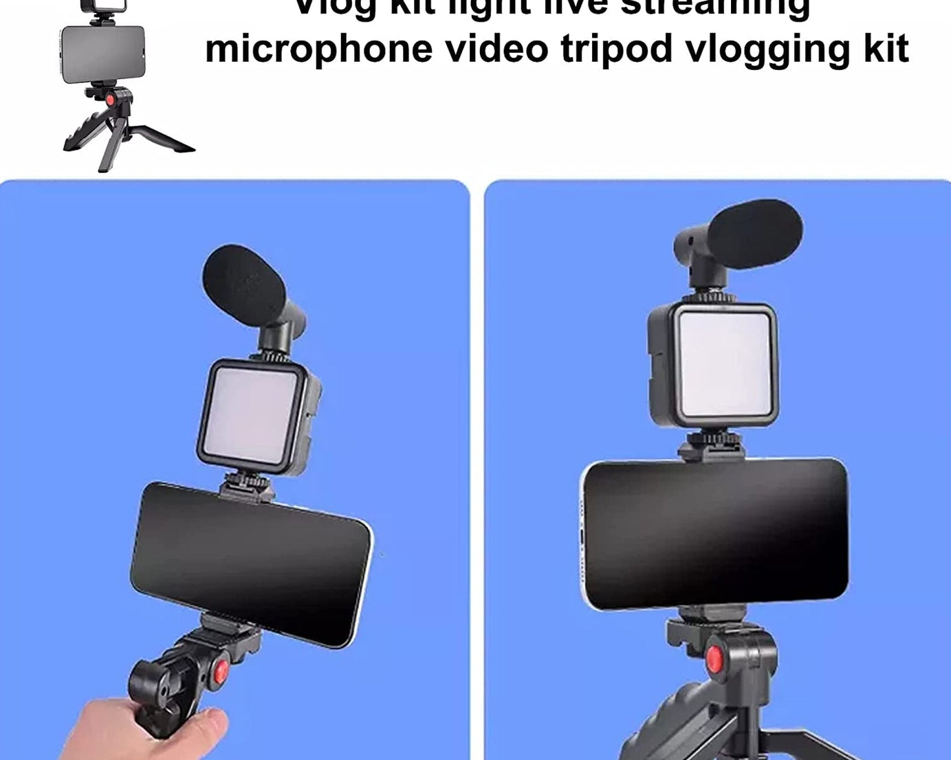 Compact vlogging kit with phone clip