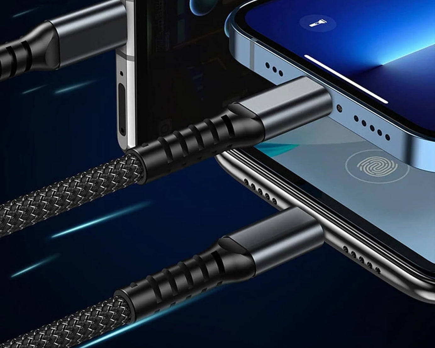 3-in-1 Super Fast Charging Cable 100w, Multifunctional Convenient Super Fast Charging Cable Nylon Braided Cord, 3-in-1 Silicone Zinc Alloy 3 Head Charging Cable