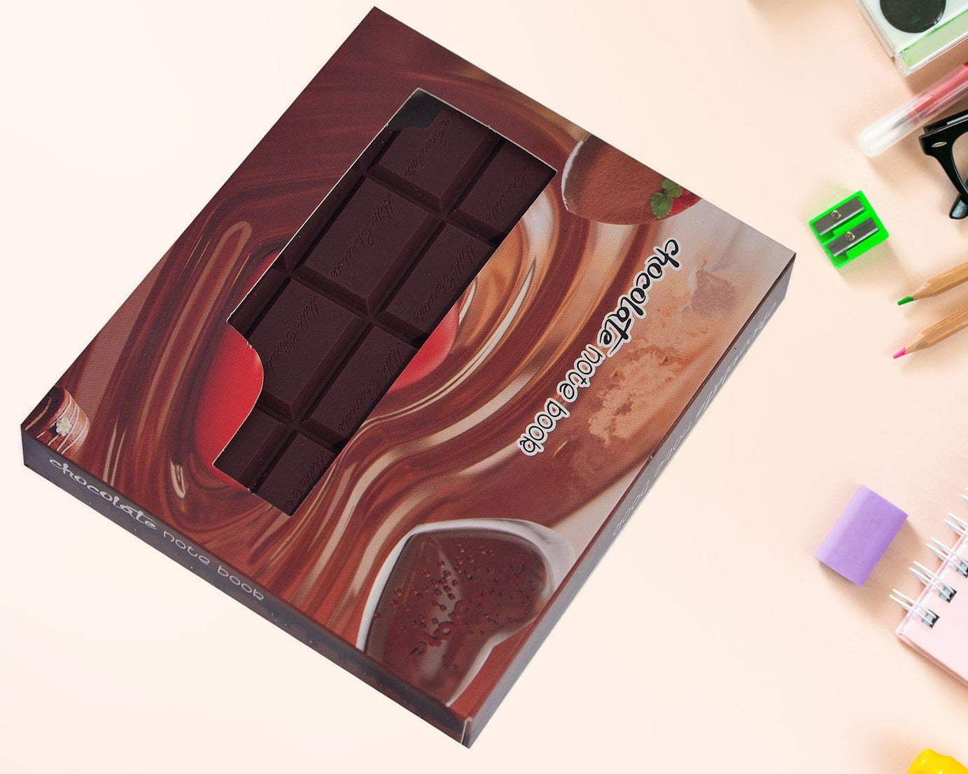 Small Chocolate Scented Diary Memo Notebook in Rectangular Chocolate Bite Shape with Original Chocolate Smell Personal Pocket Diary, Dairy book with Plain Pages for Kids