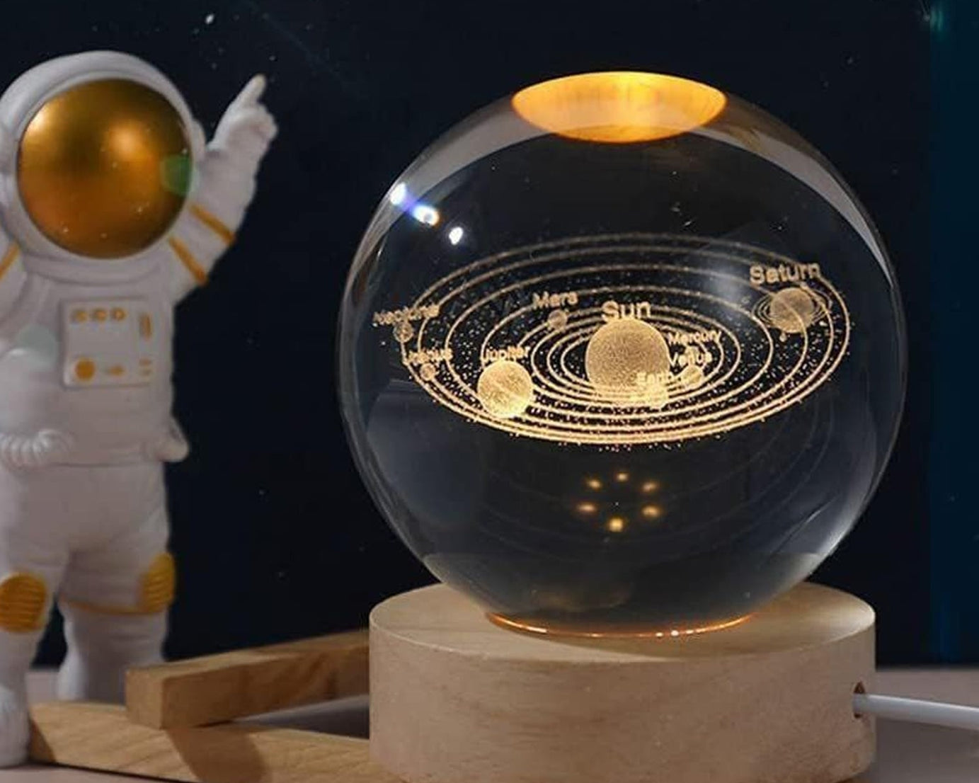3D Astronomy Night Lamp Crystal Ball lamps With Base (1 Pc)