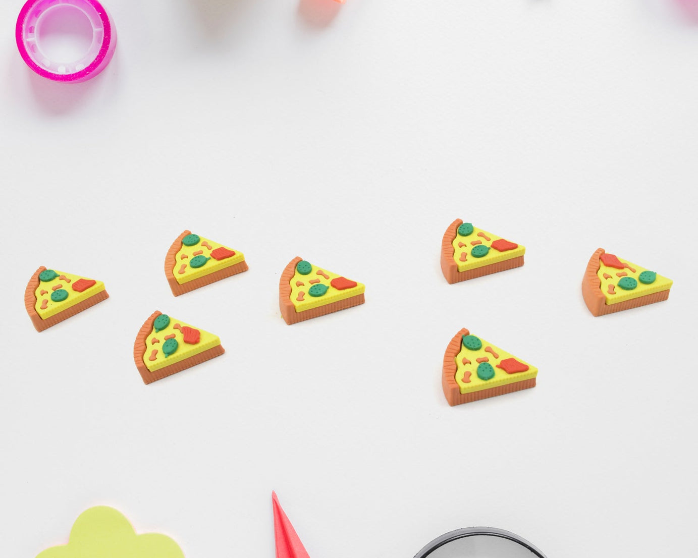 3D Pizza Slices Kids Favourite Food Eraser, Pizza 7 slice eraser for kids Adults fast food lover Stationary Kit Fancy & Stylish Colorful Erasers, for Return Gift, Birthday Party, School Prize